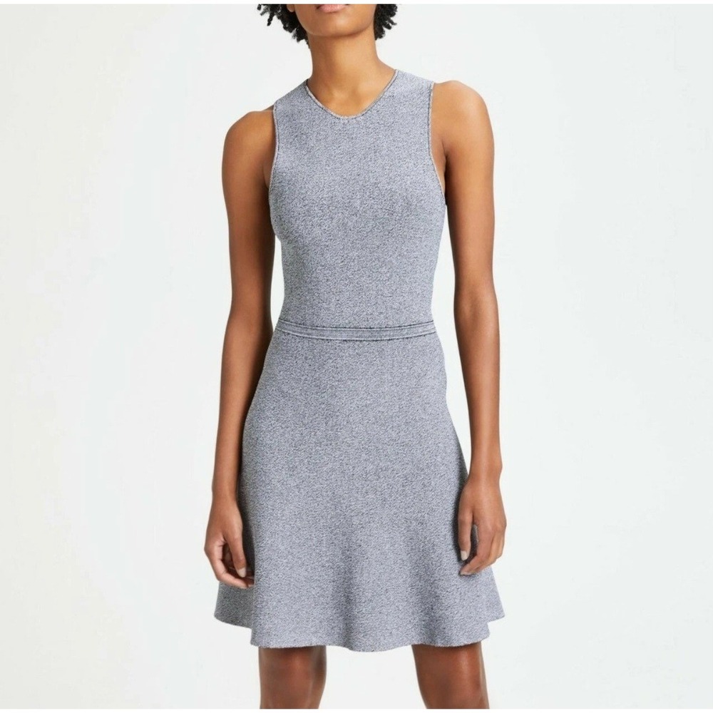 Theory Grey Marled Knit Sleeveless Fit and Flare Dress Size L
